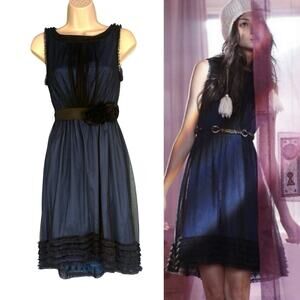 Moulinette Soeurs Navy Blue Dress with Black Accents
